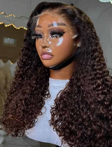  Cabelo Humano Fechamento 5x5 13x4 Lace Front Peruca Parte livre Cabelo Brasileiro Encaracolado Marrom Ruivo Peruca 150% 180% Densidade do Cabelo com o cabelo do bebê Cabelo Ombre Riscas Naturais 100