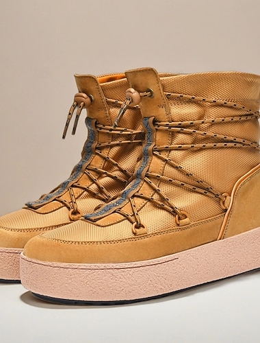  Botas de invierno con cordones y aislamiento para hombre, con suela gruesa, modernas y cálidas botas de nieve para senderismo al aire libre, acampada y uso diario informal.