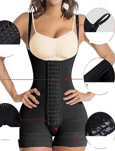  Damen Formende Unterwäsche Onesie Mode Sexy Einfarbig Verstellbar Rückenfrei Urlaub Straße Date Ärmellos U-Ausschnitt Schwarz Frühling Herbst Figurbetonter Schnitt