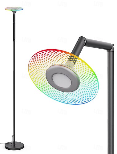  מנורת רצפה RGB לסלון, מנורת עומדת חכמה עם שלט רחוק של אפליקציה לחדר שינה, משרד לקריאה