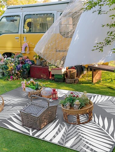  mata zewnętrzna, nowoczesny wzór, trwała mata plastikowa na tarasy, pola namiotowe, tarasy przy basenie &kamper