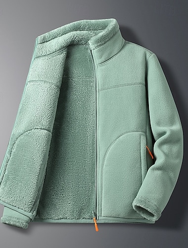  Mulheres Cor Sólida Jaqueta com zíper completo Jaqueta de lã polar Outono/Inverno Com bolsos Manga Longa Roupa Esportiva Fleece Quente Macio Academia Corrida Exterior Ginástica Preto Branco Rosa