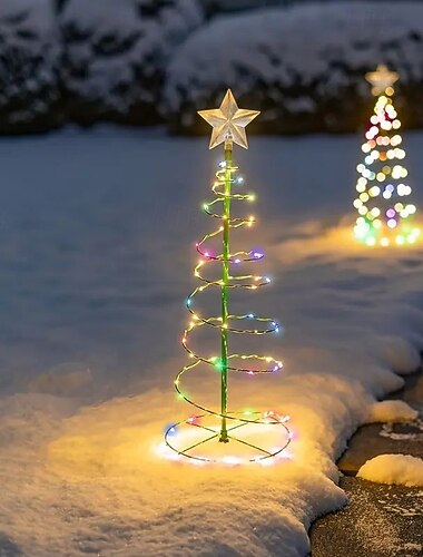  1 Stück Solar-Weihnachtsbaum-Gartenlichter im Freien, wasserdichte Rasenlichter für Neujahr, Weihnachtsfeier, Garten, Veranda, Garage, Weg, Hof, Gehweg, Atmosphärendekoration