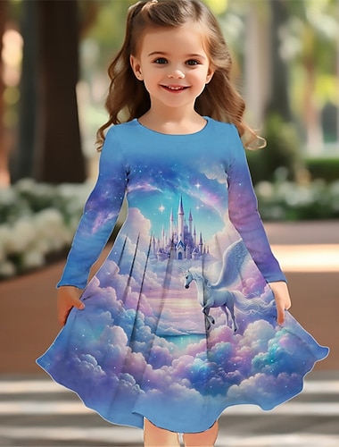 Девушки ' 3D единорогом Платье Длинный рукав Лето Весна Отпуск Повседневные Праздники Принцесса Красивый Милая Дети 4-12 лет Повседневное платье Платье A-силуэта До колена Стандартный   Девушки ' 3D единорогом Платье Длинный рукав Лето Весна Отпуск Повседневные Праздники Принцесса Красивый Милая Дети 4-12 лет Повседневное платье Платье A-силуэта До колена Стандартный