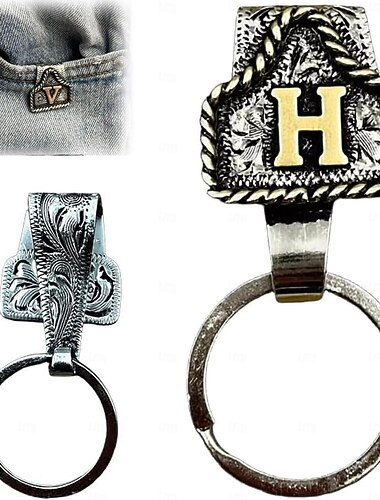  handgefertigter Schlüsselanhänger mit Kuhanhänger und Kupfer-Initialen, maßgefertigter Schlüsselanhänger mit Buchstaben im Texas-Western-Cowboy-Stil, Vintage-Schlüsselanhänger aus Metall von A bis Z