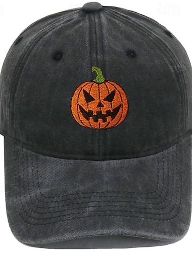  Herre Baseballcaps Solhatt Trucker Hat Svart Oransje Bomull / Polyester Broderi Mote Fritid Daglig Halloween fest Gresskar Justerbare Solkrem Pustende