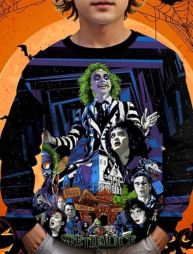  Halloween Pojkar 3D Tecknat T-shirt Långärmad Vår Höst Mode Grundläggande Barn 4-12 år Rund hals Utomhus Ledigt Dagligen Normal
