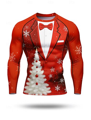  Vánoce Pánské Stahovací tričko Koşu Tişörtü Dlouhý rukáv Základní vrstva Rychleschnoucí Komprese Power Flex Odvod vlhkosti Cvičení v tělocvičně Aktivní trénink Cvičení sportovní oblečení Sportovn