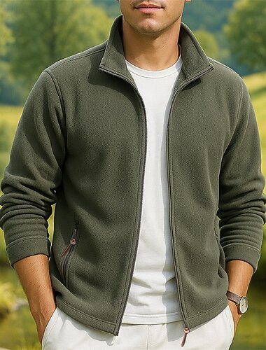  Voor heren Wandeljack Thermische jas Fleecejack voor wandelen Winter Buitenshuis Warmte-isolerend Winddicht Fleece jacks Volledige rits Jagen Klimmen Kamperen / wandelen / grotten verkennen Zwart