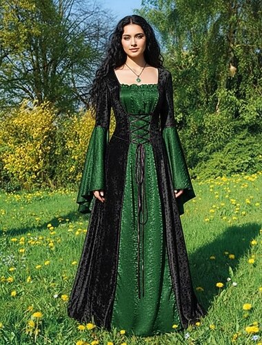 Retro Vintage Mittelalterlich Renaissance Kleid Ausgefallene Kostüme Wikinger Keltischer Ritter Kostüm Damen Keltisch Halloween Karneval Leistung LARP Renaissance-Messe Erwachsene Kleid