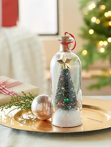  julgransflaskmeddelande röstinspelningsprydnad julgransprydnader i glas med meddelandeflaskdesign unik inspelningsbar juldekoration present till familjen &vänner