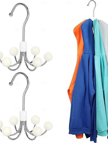  2/4 darabos pénztárca szervező 360 fokban forgatható kapucnis pulóver – 6 ágú forgó szekrényhorog, multifunkcionális otthoni és kollégiumi tároló szervező ruhákhoz, táskákhoz és mindennapi használatra