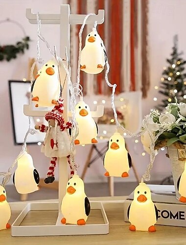 Fe Pingvin Lyskæde 1.5m 10LEDs Batteridrevet Børneværelse Hjem Udstilling Vinduet Nytårs Fødselsdagsfest Pendant Vinter Dekoration