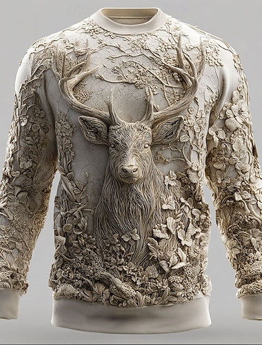  Pánské 3D tisk Jelen Mikina Na běžné nošení Tričkový Dovolená Párty Dar Rubínově červená Vodní modrá Výstřih ke krku 3D Celý rok Návrhář