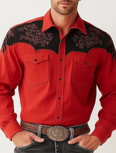 Férfi Virágminta Etno Virágok Ing Nyugati ing Cowboy ing Hosszú ujj Vintage Retro Szabadtéri Hétköznapi Munkaruha Tavasz Ősz Térfogatcsökkenés Elöl két zseb Vászonszerű ing Gombolható ingek Sárga   Férfi Virágminta Etno Virágok Ing Nyugati ing Cowboy ing Hosszú ujj Vintage Retro Szabadtéri Hétköznapi Munkaruha Tavasz Ősz Térfogatcsökkenés Elöl két zseb Vászonszerű ing Gombolható ingek Sárga