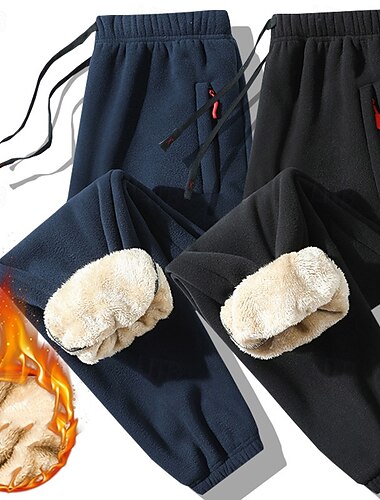  Miesten Veryttelyhousut Fleece-housut Jogger Housut Talvihousut Kurenauha Tasku Joustava vyötärö Tavallinen Mukavuus Lämmin Urheilu ja ulkoilu Päivittäin Muoti Vapaa-aika Musta Sininen Mikrojoustava