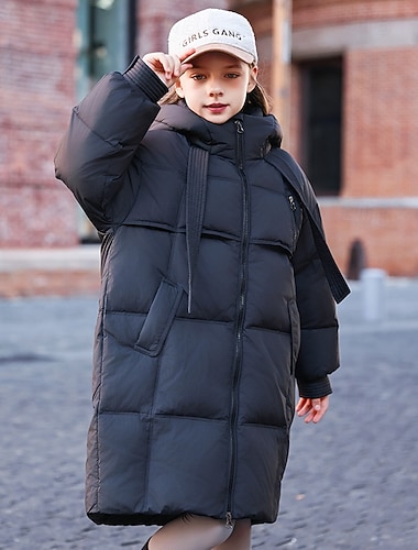  Dzieci Dla dziewczynek Kurtka puchowa Kurtka outdoorowa Jednokolorowe Moda Zatrzymujący ciepło Odporność na działanie wiatru Na zewnątrz Płaszcz Odzież wierzchnia 4-12 lat Jesień Czarny Fioletowy