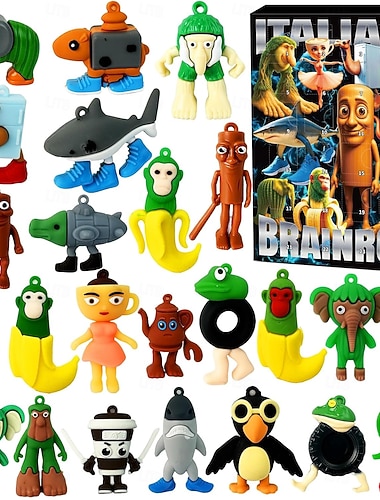  Włoski kalendarz adwentowy z motywem brainrot na Boże Narodzenie 2025, figurki akcji Tung Tung Tung Sahur, kalendarz odliczający dni do świąt Bożego Narodzenia, prezent na Halloween dla dzieci, nastolatków, dziewcząt i chłopców