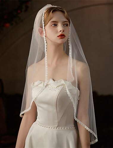  Une Seule Couche Contemporain / Élégant / Classique Voiles de Mariée Voiles bout du doigt avec Couleur unie 35,43 dans (90cm) Dentelle / Tulle