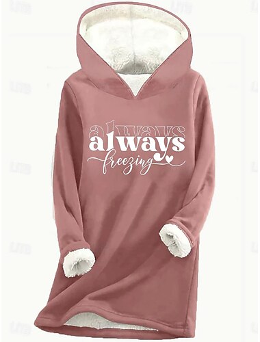  Per donna Felpa con cappuccio Grafico Lettera Casual Comfort Manica Lunga Con Cappuccio Top lunghi Streetwear Abbigliamento Quotidiano Casuale Stampato Rosa Blu Grigio Autunno Inverno