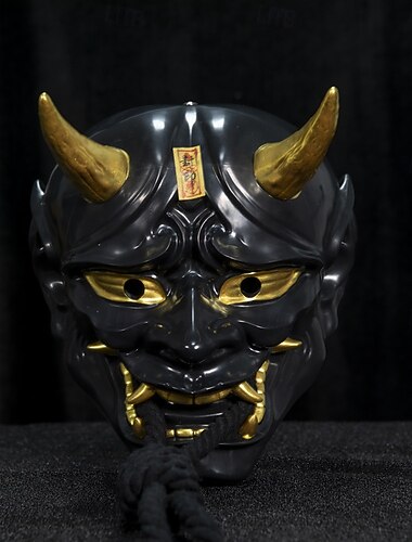  Samurai demoni Halloween Naamio Japanilainen Oni-naamio Kauhu Pelottava Integroitu Aikuisten Sukupuolineutraali Halloween Karnevaali Suoritus Helppoja Halloween-asuja Pukeudu