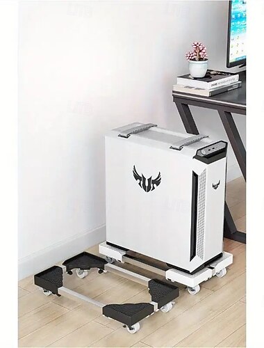  verstellbarer Computerwagen aus Metall mit Universalrädern und belüfteter Kühlbasis – Desktop-Computerständer zur Aufbewahrung im Büro