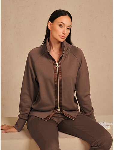  Dame Golfjakker Rosa Militærgrønn Marineblå Langermet Hold Varm Topper Høst Vinter Dame golfantrekk Klær Antrekk Bruk klær