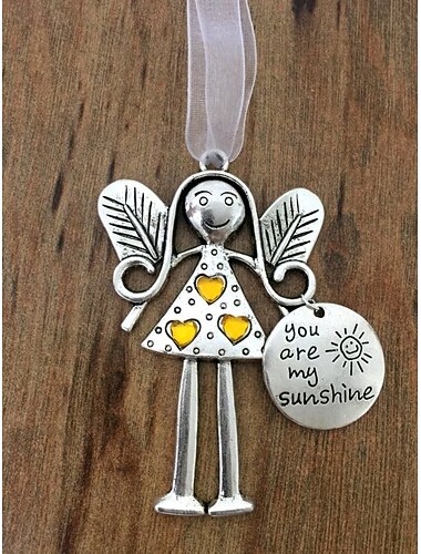  Juleengel vennskapsgave - bestevenngave, sølvlegering med vinge engeljente hengende dekorasjon, juletre-pynt til høytidsfest og hjemmedekorasjon