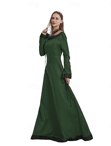  Retro Středověké Renesanční Na zem Tunika šaty Viking Keltský rytíř Maškarní kostým Dámské Keltské Viking předvečer Všech svatých Karneval Výkon LARP Ren Faire Dospělí Šaty