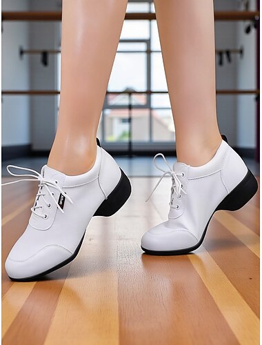  Witte veterschoenen voor dames - professionele ballroom oefenschoenen voor latin, jazz en feestoptredens