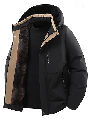  Per uomo Cappotto Invernale Giacca imbottita Giacca Imbottita Tasca Cotone Vacanza Abbigliamento quotidiano Data Regolare Moda Casual Confortevole Calore Termico Autunno Inverno Colore Solido / Tinta