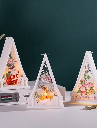  1 pièce 15,5 * 10,8 cm Noël LED électronique bougie lumière rétro vent lumière intérieure et extérieure fête bureau ornement lumière lanterne suspendue décoration de Noël accessoire ag10 * 3 piles