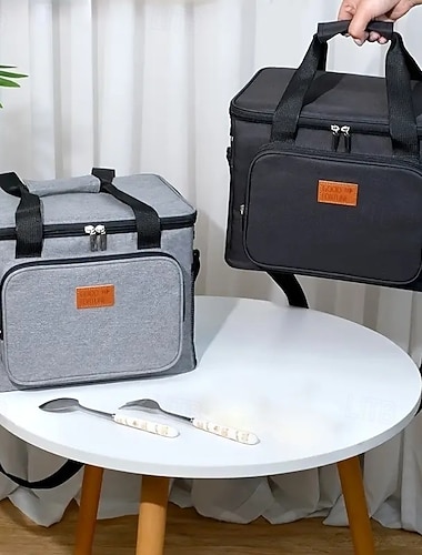  Μονωμένη τσάντα ψυγείου για το μεσημεριανό γεύμα με ρυθμιζόμενο ιμάντα ώμου - πολλαπλών διαμερισμάτων, αδιάβροχο ύφασμα Oxford, διατηρεί το φαγητό ζεστό/κρύο για ώρες, ιδανικό για γραφείο, πικνίκ,