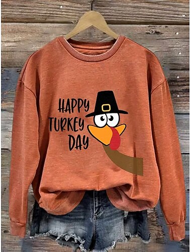  Dame Pullover sweatshirt Hættetrøjer Grafisk Dyr Bogstaver Mode Afslappet Langærmet Rund hals Almindelige toppe Gade Hverdag Afslappet Trykt mønster Sort Orange Grøn Forår Efterår Vinter