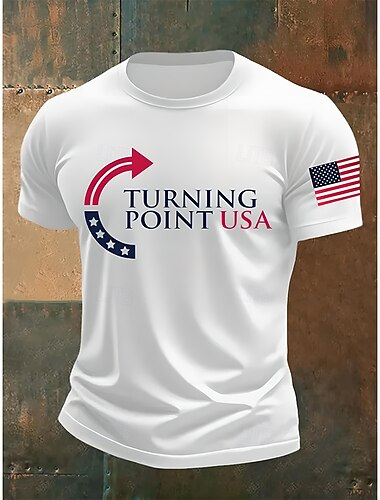  Herre Bokstaver Amerikansk flagg Kortermet skjorte T-skjorte T-skjorte T-skjorte Kortermet T skjorte 3D-utskrift Crew-hals Skjorte Mote Designer Fritid Feriereise Daglig Ferie Hvit Alle årstider Klær