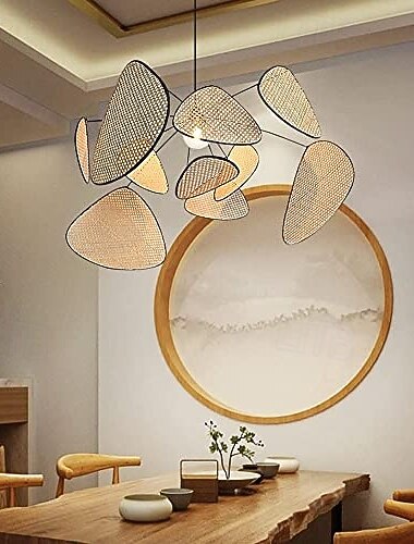  Lampadario A Sospensione A Led In Rattan Lampadario A Sospensione Artistico In Bambù Fatto A Mano Lampadario A Sospensione Con Isola Della Cucina