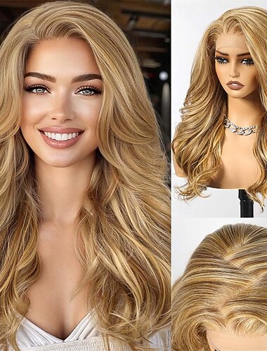  24 tuuman vaaleat raitakuviot pitkät kiharat kerrostetut peruukit naisille päivittäinen käyttö