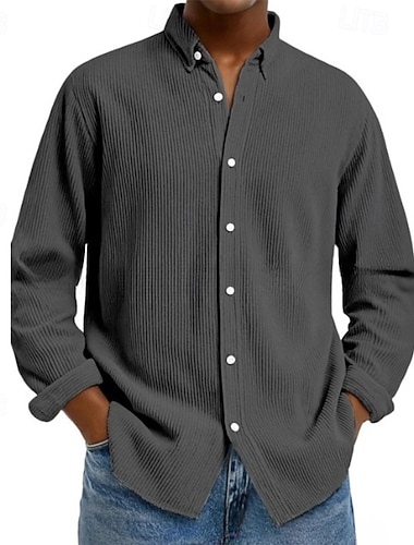 Herren Hemd Freizeithemd Cordhemd Knopfhemd Schwarz Weiß Hellgrün Rote Marineblau Langarm Umlegekragen Büro / Karriere Straße Bekleidung Polyester Mode Lässig   Herren Hemd Freizeithemd Cordhemd Knopfhemd Schwarz Weiß Hellgrün Rote Marineblau Langarm Umlegekragen Büro / Karriere Straße Bekleidung Polyester Mode Lässig