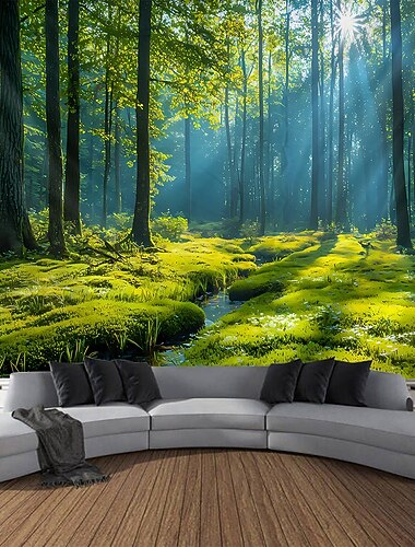 arazzo Coperta Arazzi da Parete 森林 Tropicale 3D Camera da letto Soggiorno Dormitorio Decorazioni Parete Porta Sfondo