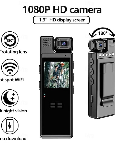  Actiecamera Draagbaar Opname van beeld- en videofunctie WiFi Mini 1.3 inch(es) 2MP CMOS 1080p 32 GB Straat