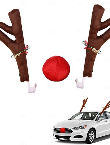  poroże renifera w kształcie samochodu świątecznego &ozdoby świąteczne na nos najlepiej na okno dachowe &Zestaw z grillem Rudolph Renifer - zestaw dekoracji świątecznych do samochodu, również do SUV-a,