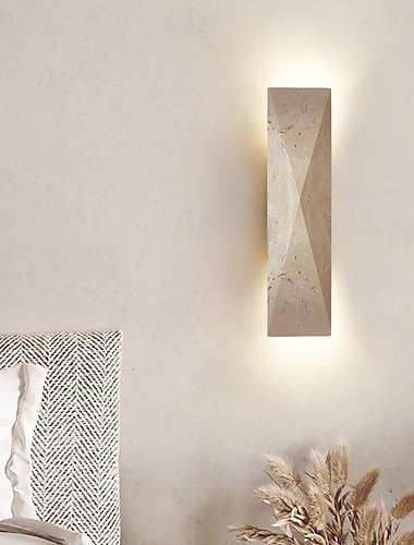  Applique murale rectangulaire à LED en travertin jaune, moderne et minimaliste, pour l'extérieur et l'intérieur, pour le jardin