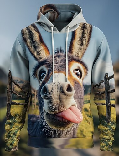  Pánské 3D tisk Osel Kapuce Mikina Módní Chladný Tričkový Domů Párty Streetwear Modrá 1 modrá 2# Šňůrky Podzim Zima Návrhář