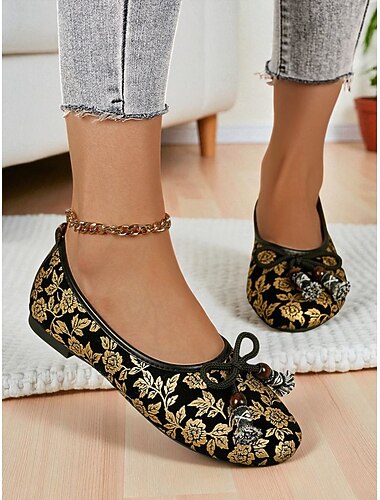  sapatilhas femininas vintage com bordados florais e detalhes de borlas e miçangas – sapatos elegantes de estilo étnico para festas, uso diário e eventos culturais