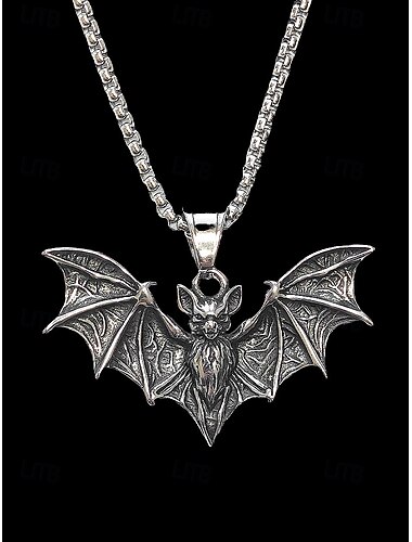  Pánský halloweenský náhrdelník s přívěskem a netopýrem, gothic punk styl, šperky z nerezové oceli s řetízkem pro cosplay, večírky a festivaly