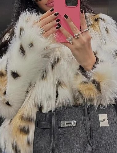 نسائي معطف من الفرو الصناعي الدفء مريح الفراء والجلود كاجوال سهل عطلة شارع مناسب للبس اليومي مناسب للخارج عادية مرتفعة عادي كم طويل ملابس خارجية أبيض الخريف الشتاء   نسائي معطف من الفرو الصناعي الدفء مريح الفراء والجلود كاجوال سهل عطلة شارع مناسب للبس اليومي مناسب للخارج عادية مرتفعة عادي كم طويل ملابس خارجية أبيض الخريف الشتاء