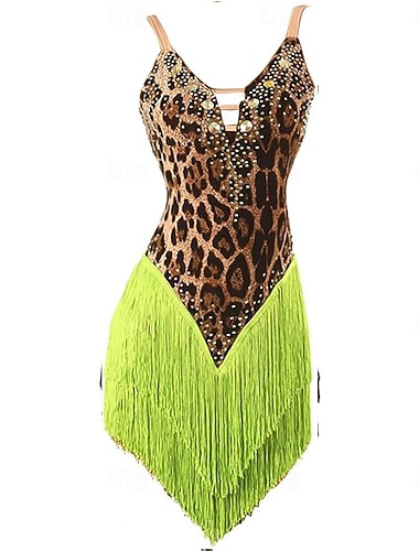  Robe de danse latine à franges pour femmes, tenue de compétition pour cha-cha, salsa, rumba