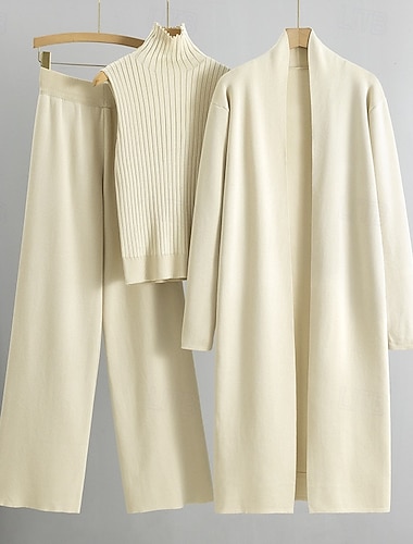  בגדי ריקוד נשים סוודר תיאום סוודר אלגנטית סגנון רחוב יום יומי צבע אחיד גולף סרוג שרוול ארוך חולצות ארוכות לִסְרוֹג חגים ליציאה סוף שבוע יין אדום פול סתיו חורף