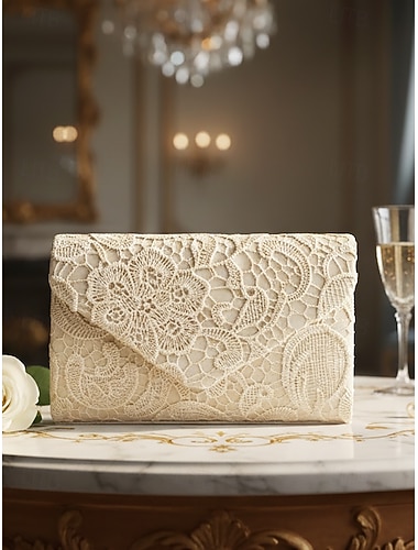  Pochette de soirée en dentelle pour femme avec bandoulière en chaîne, design floral élégant, disponible en plusieurs couleurs pour les mariages, les fêtes et les événements formels