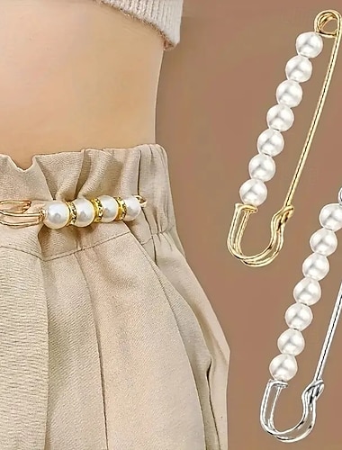  4 broches de perlas artificiales: alfileres de seguridad para bufandas, hiyabs, chal y suéteres para mujer, elegante conjunto de accesorios de moda.